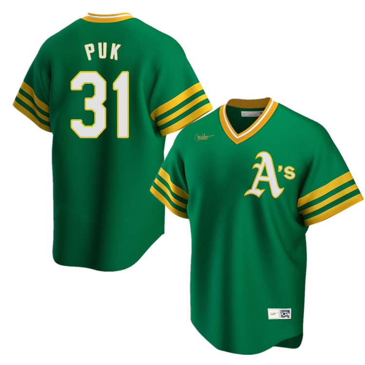 Nike Men #31 A.J. Puk Oakland Athletics Cooperstown Baseball Jerseys Sale-Green